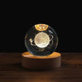 6Cm 3D Crystal Ball Glass Ball Planet Earth Wooden Base Solar System Galaxy Astronomy Birthday Gift Home Desktop Decoration