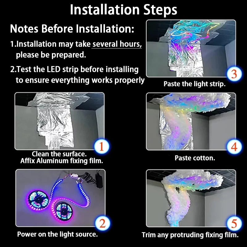 3D Thunder Cloud Lights LED for Ceiling Cloud Multicolor Lights Lightening Cloud Kit Cotton for Game Room Decor Bedroom Porch