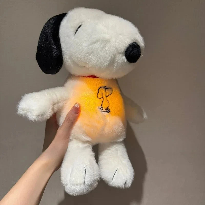 2026 Hot  Snoopy Plush Doll Breath Child Peluche Soothes Toy Anime Baby Music Light Sleep Toys Snoopy White Dog Kid Gifts