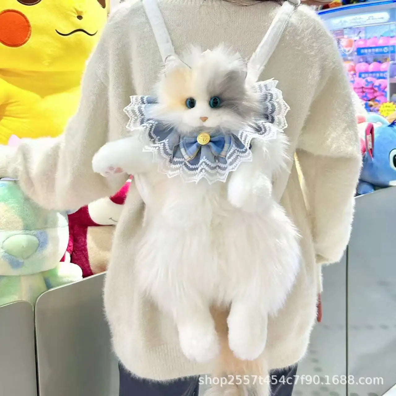 2025 Realistic Calico Cat Plush Backpack, Soft Stuffed Animal Doll Purse, Cute Collectible Toy with Gift Box for Cat Lovers