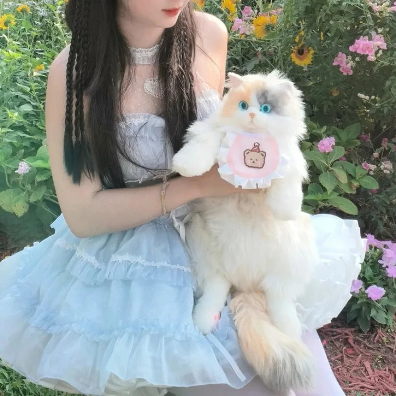 2025 Realistic Calico Cat Plush Backpack, Soft Stuffed Animal Doll Purse, Cute Collectible Toy with Gift Box for Cat Lovers